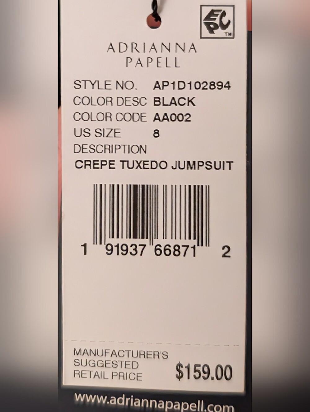 Adrianna Papell Black Tie Waist Tuxedo Jumpsuit - Picture 6 of 7